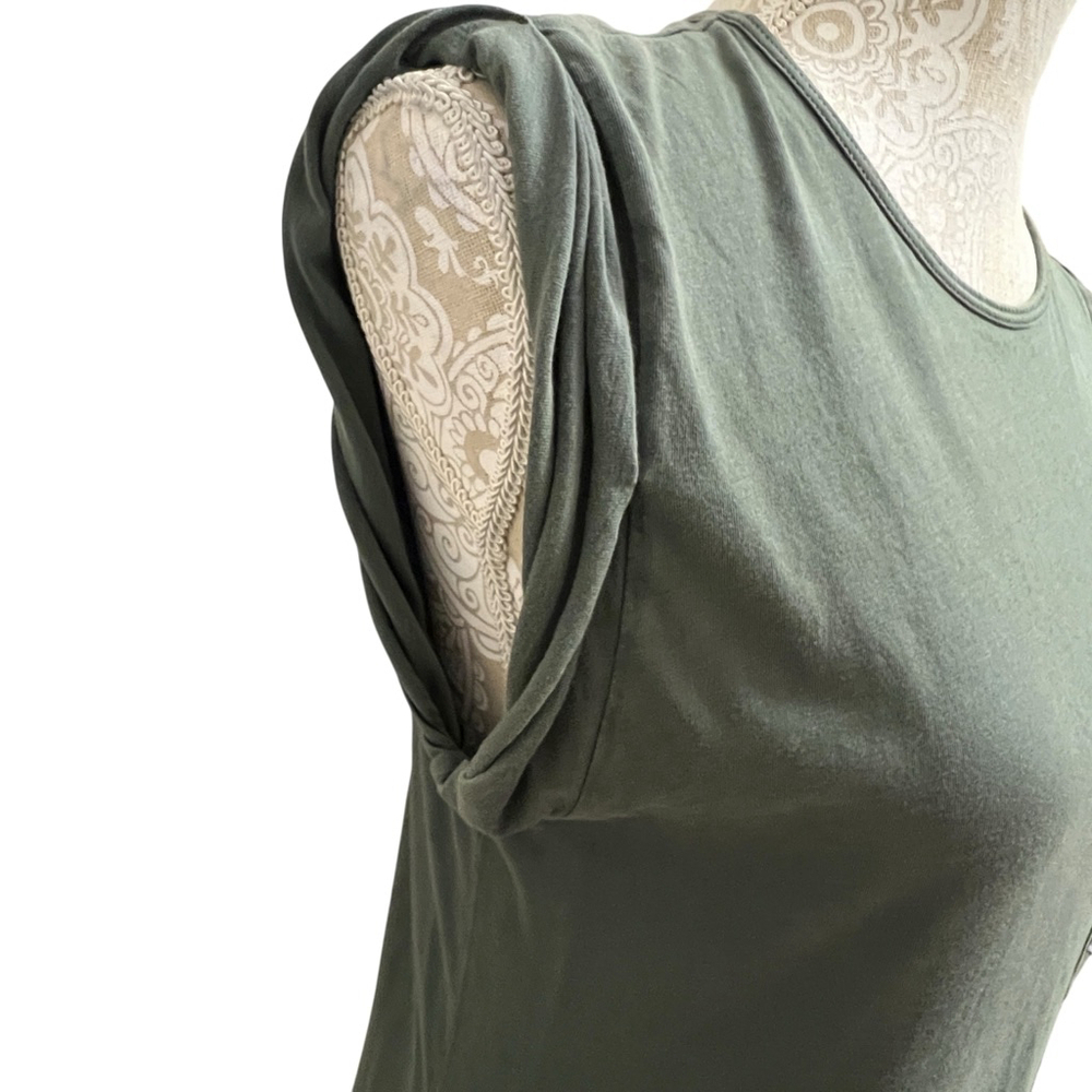 Theory Muscle P Maxi Dress Green Pima Cotton Sleeveless Tee Dress Women’s M - Picture 7 of 13